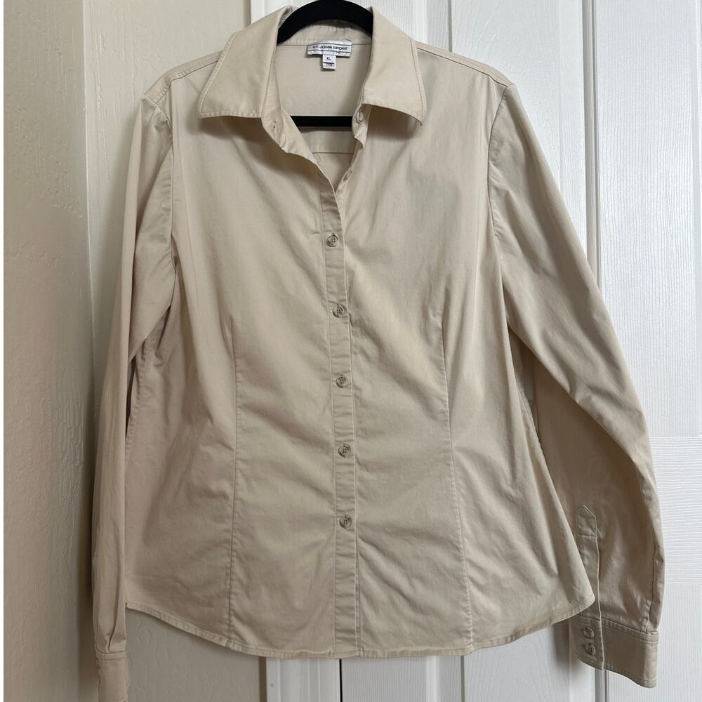 St.‎ John Sport Women's Khaki Button Down Shirt XL